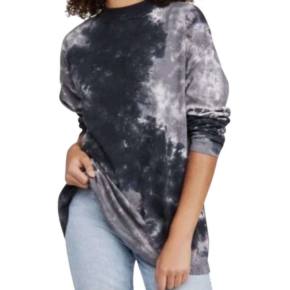 Free People We The Free Tie Dye Long Sleeve Tee Large Oversized Acid Wash Cotton